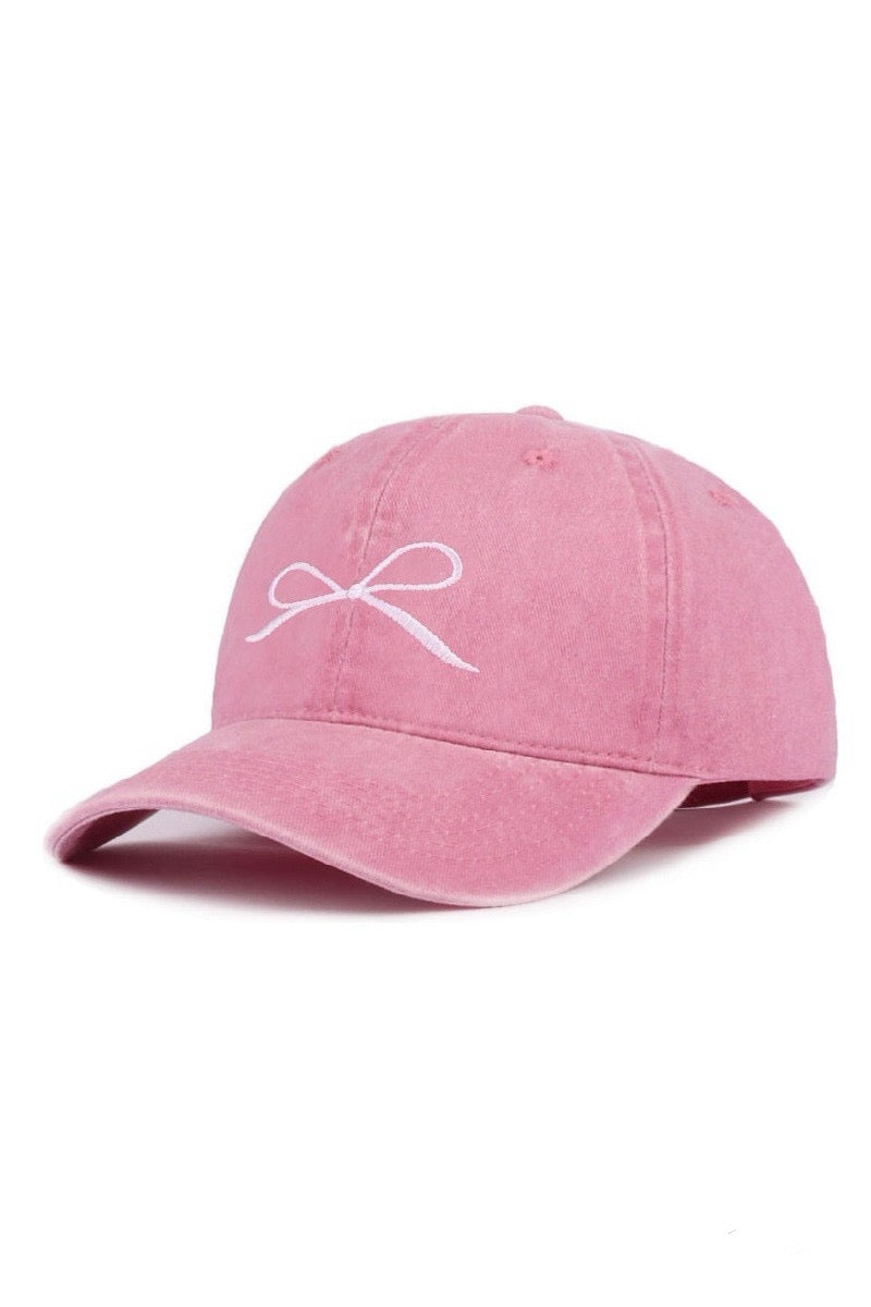 Coquette Ribbon Embroidered Washed Cotton Cap