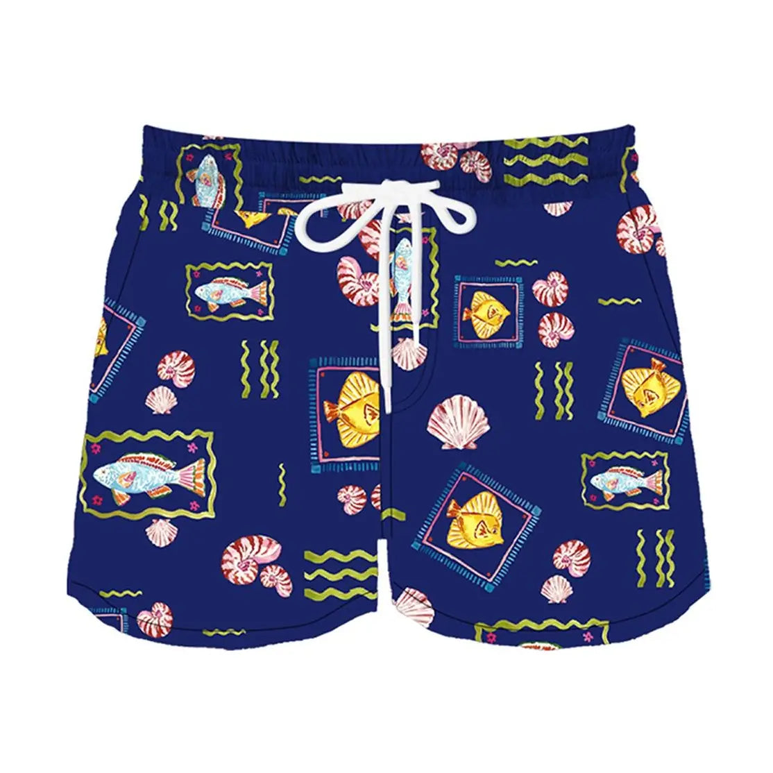 Navy Seashell swim trunks