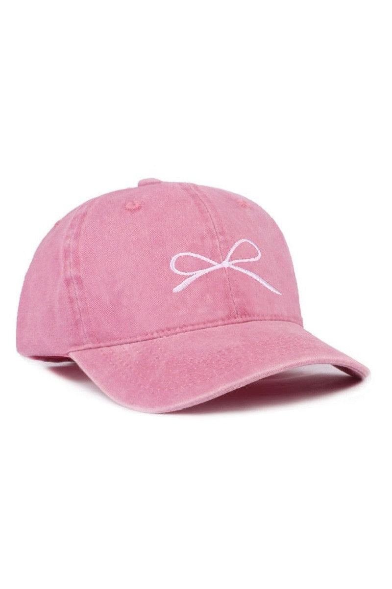 Coquette Ribbon Embroidered Washed Cotton Cap