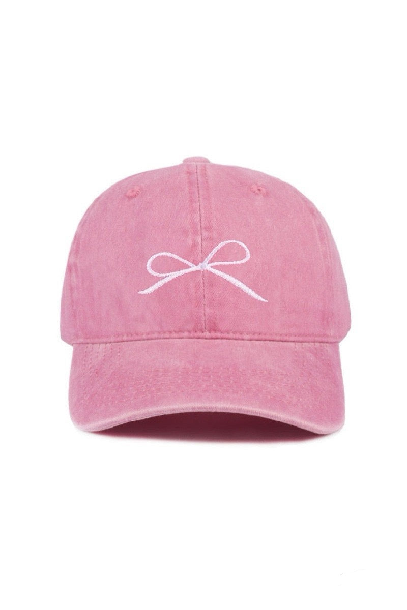 Coquette Ribbon Embroidered Washed Cotton Cap