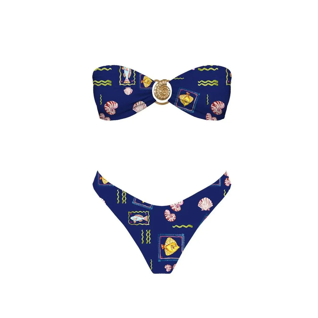 Navy Seashell Bikini Set