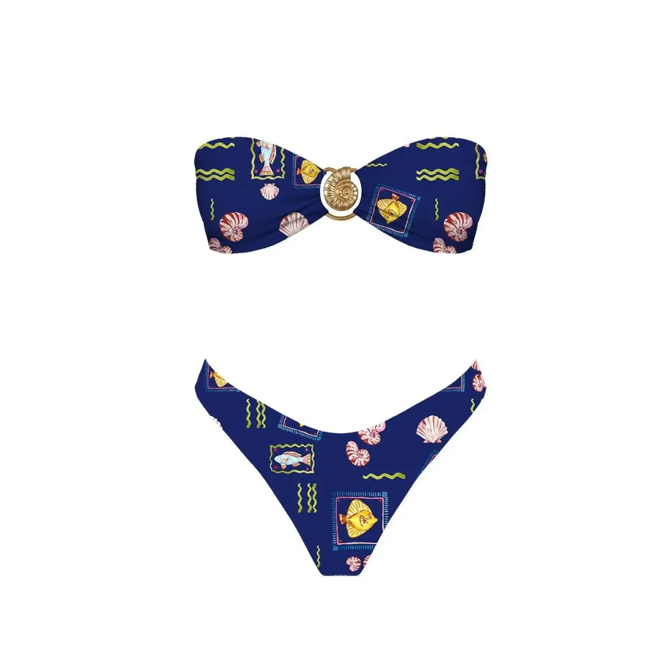Navy Seashell Bikini Set