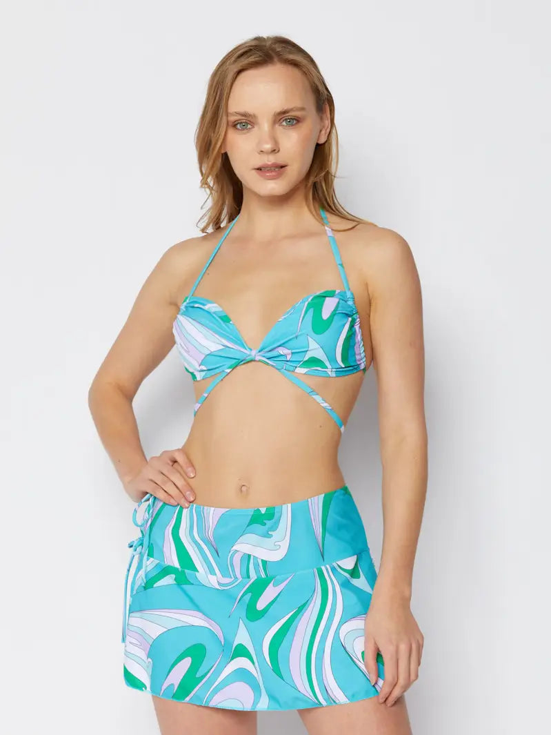 3pc Blue Swirl Bikini Set