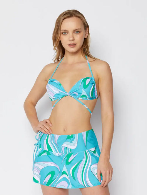 3pc Blue Swirl Bikini Set