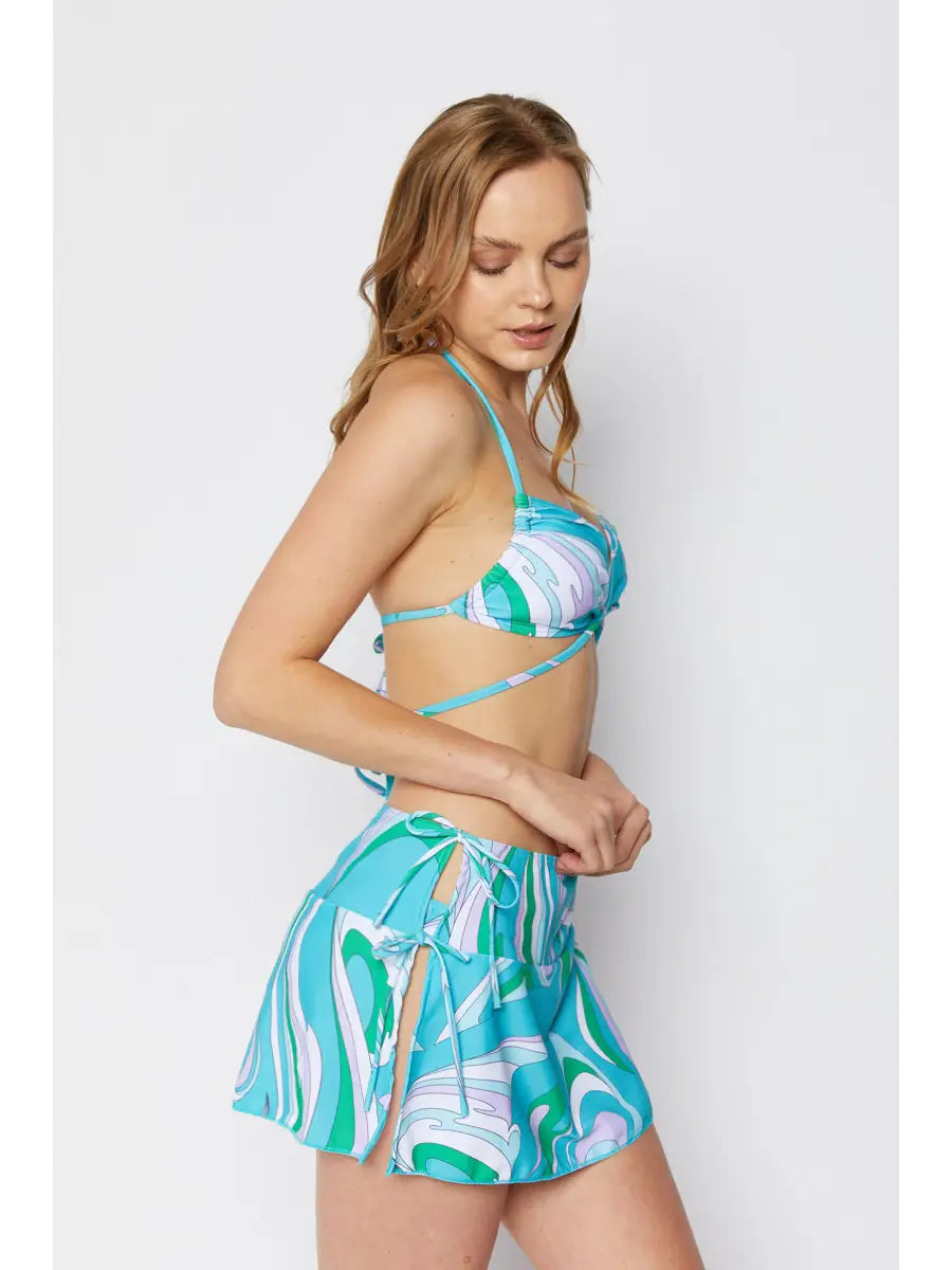 3pc Blue Swirl Bikini Set