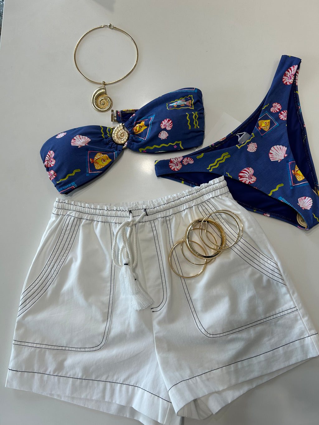 Navy Seashell Bikini Set