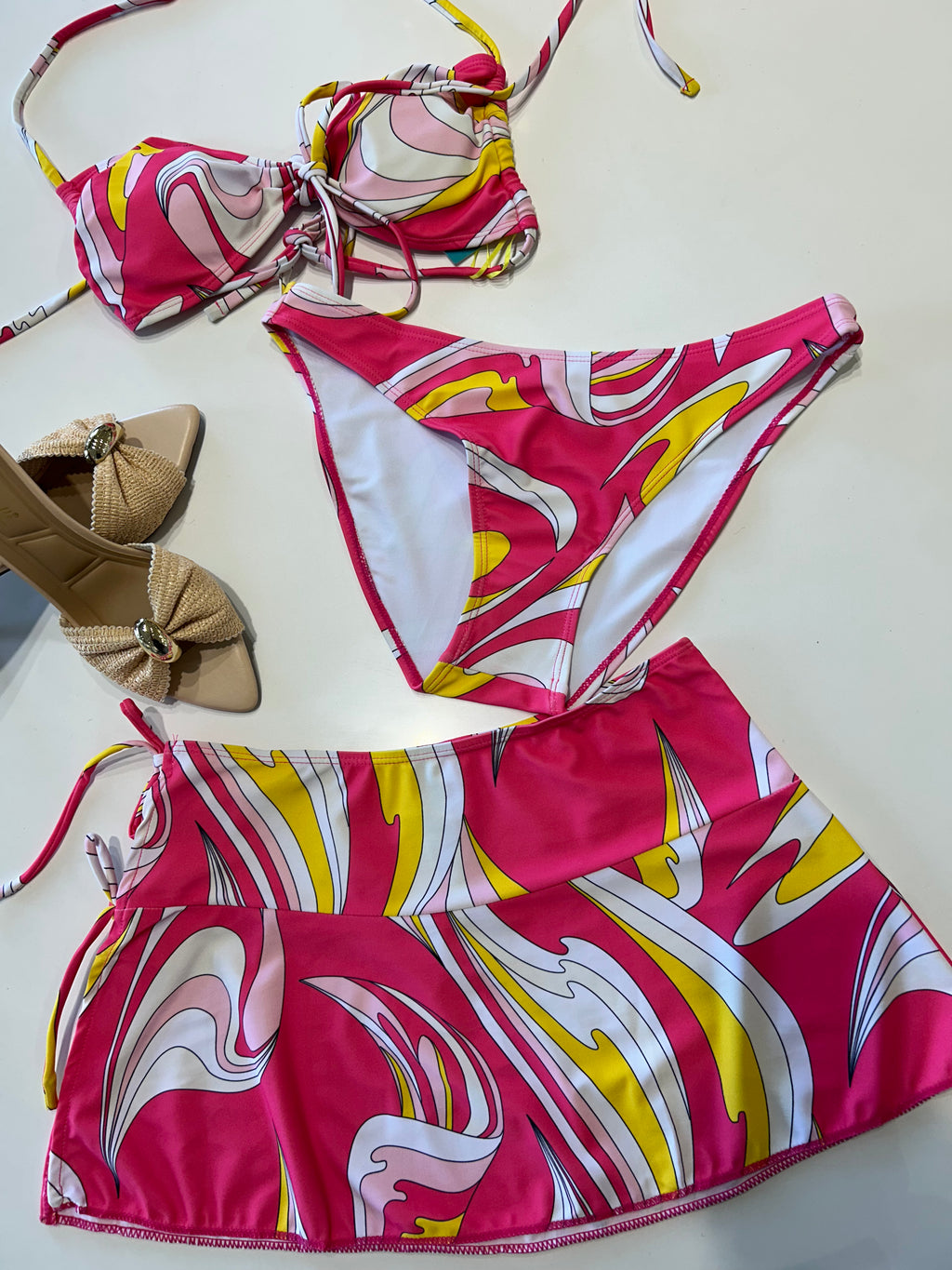 3pc Pink Swirl bikini Set